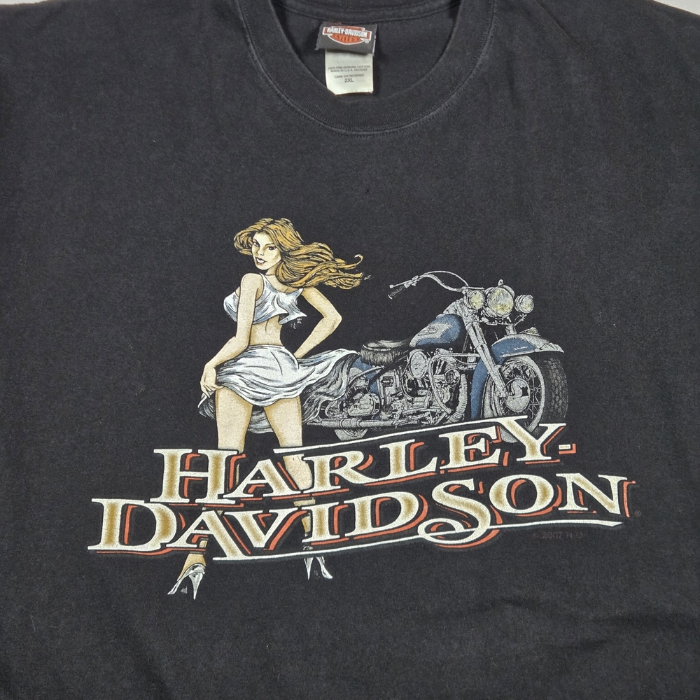 Vintage 2004 Harley Davidson Tee | Pin Up Hot Girl | Mile High HD Colorado | 2XL